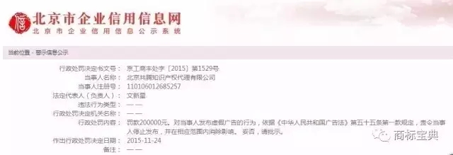 【315特刊】自稱“國家商標局重點合作單位”，這家代理公司被罰了20萬