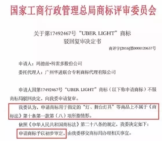 奇葩商標「UBER LIGHT」被翻譯“乳房”險遭駁回無效！