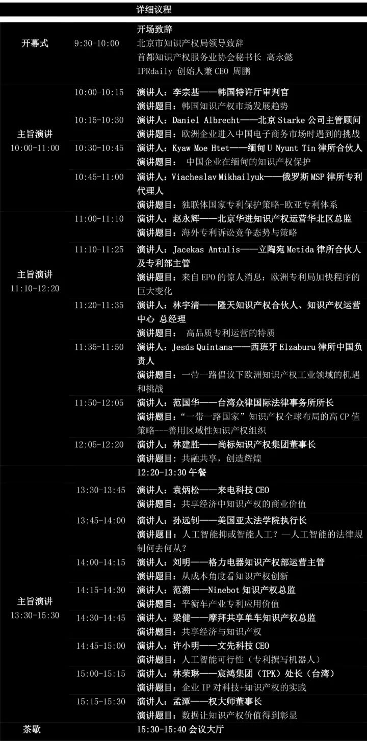 「2017 全球知識產權生態大會」今日將在京召開?。ㄔ敿氉h程&演講嘉賓）
