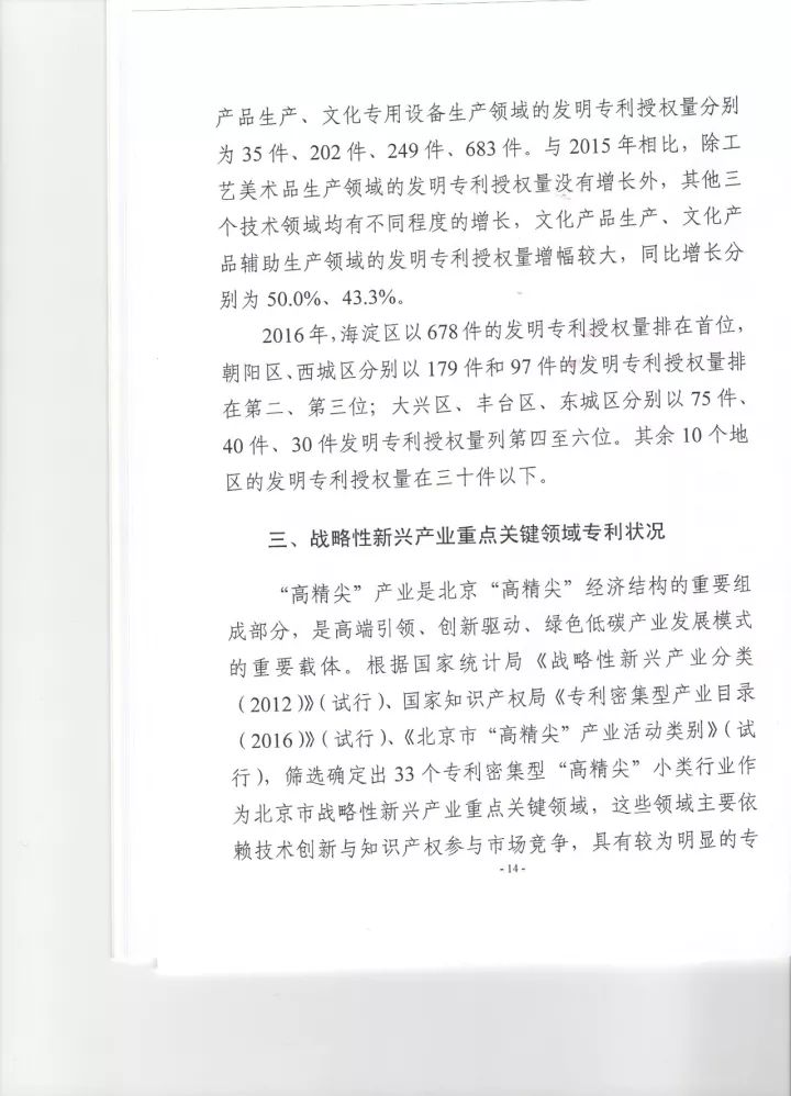 《2016年北京市戰略性新興產業知識產權（專利）狀況》白皮書