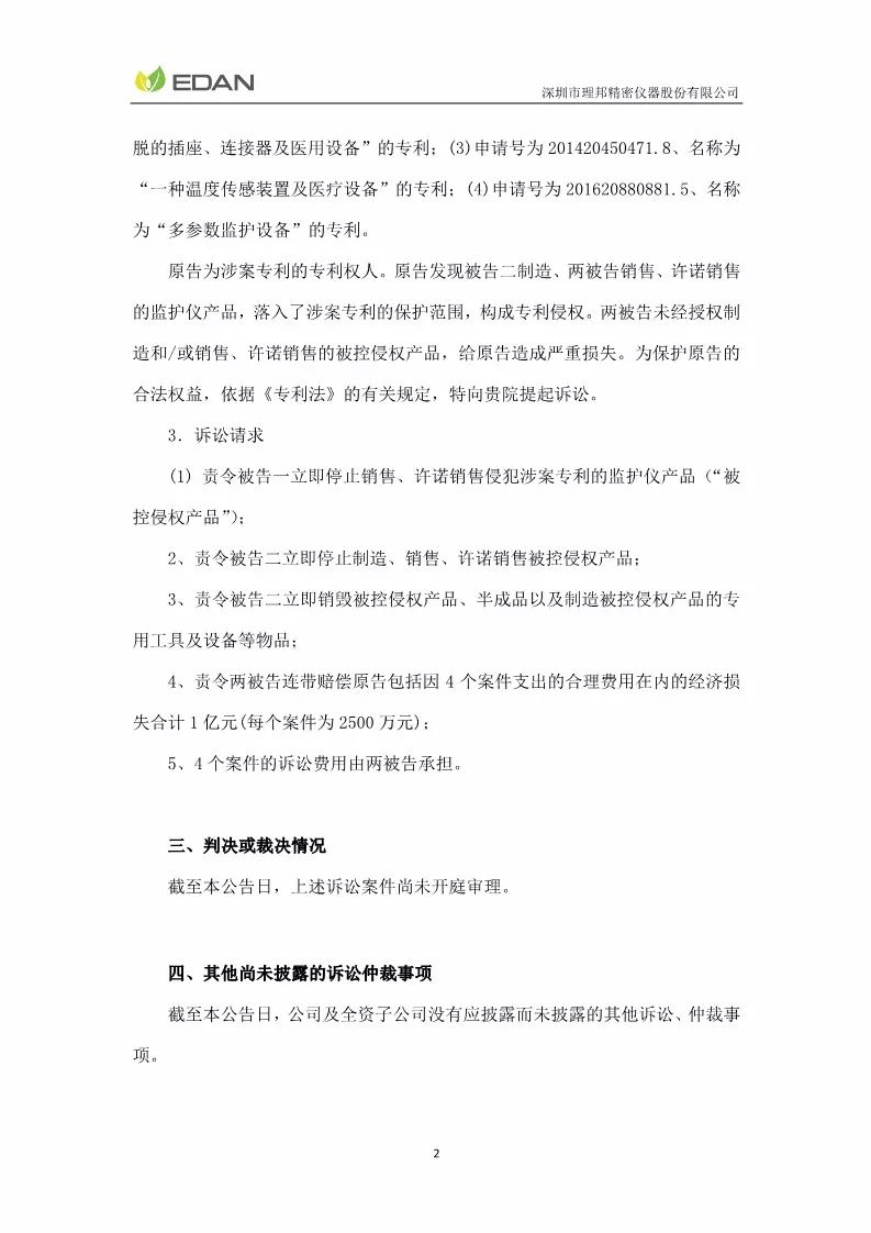 索賠1億元！打響專利戰！理邦儀器起訴邁瑞生物（訴訟公告全文）