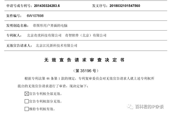GUI專利侵權第一案！涉案專利被無效了......