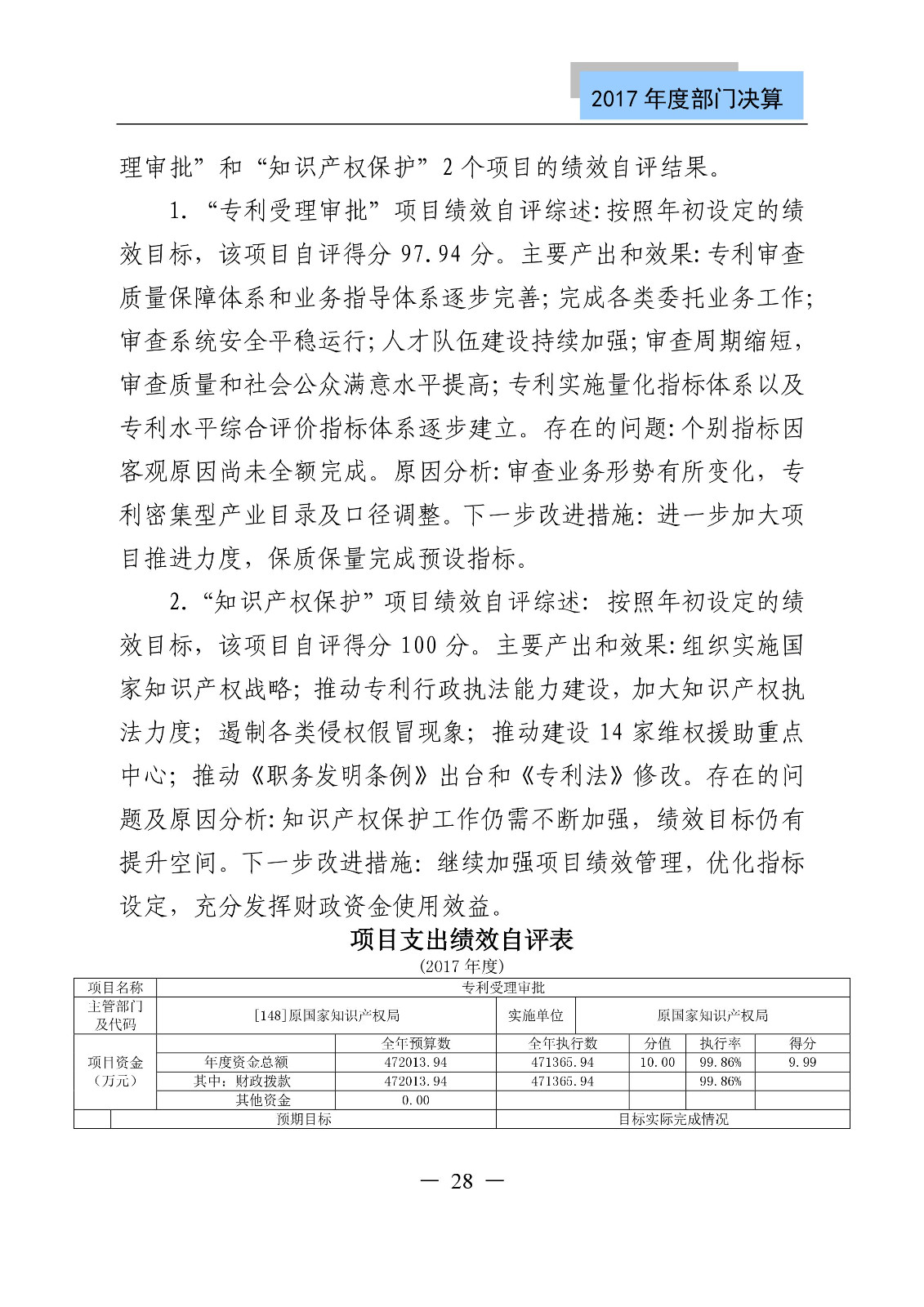 原國家知識產權局2017年度部門決算（全文）