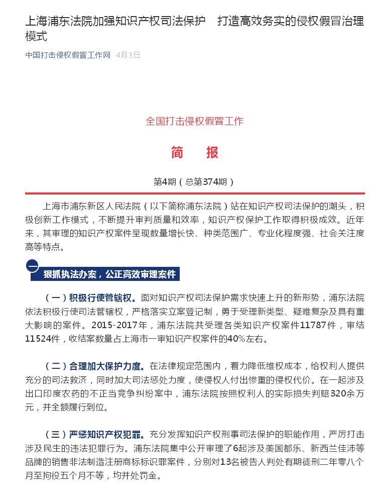 知識產權保護的浦東法院故事