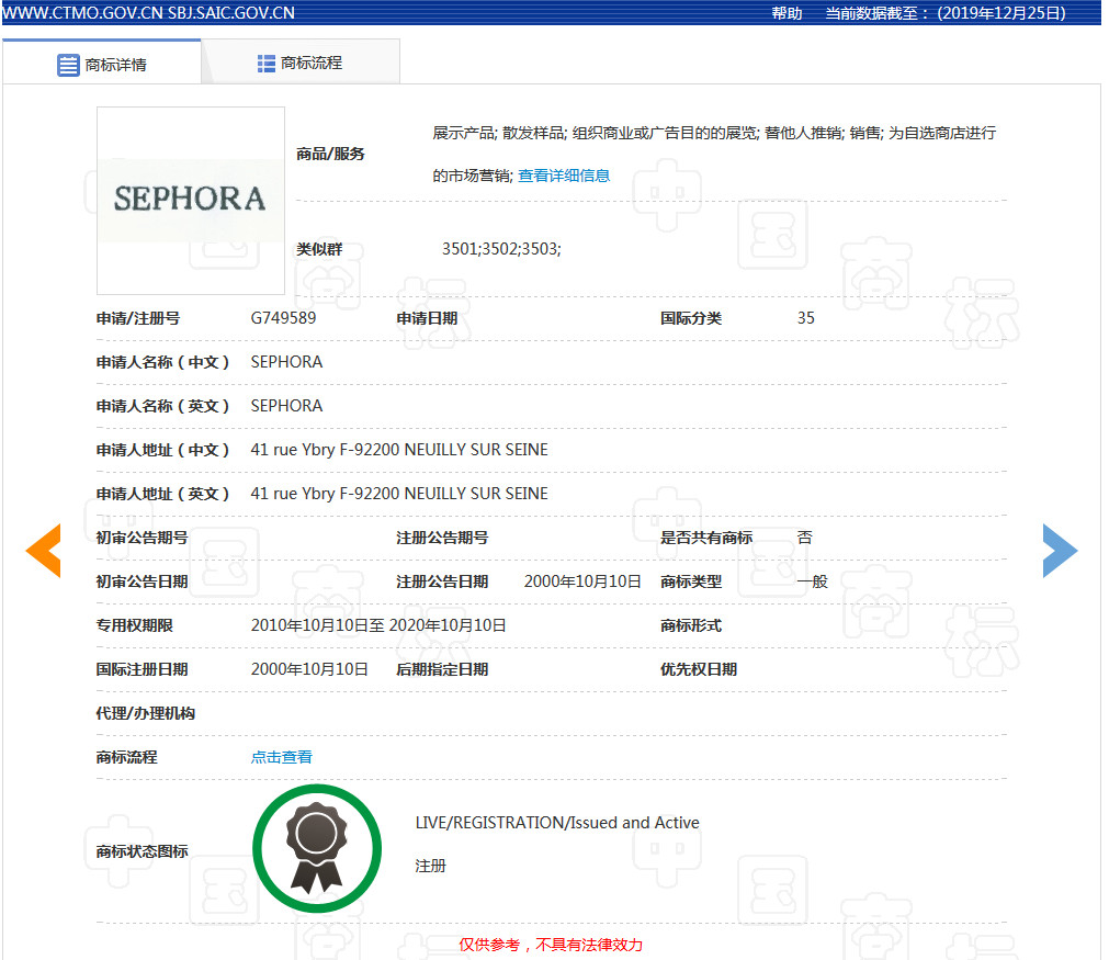 美妝巨頭絲芙蘭被東莞某公司搶注商標了？