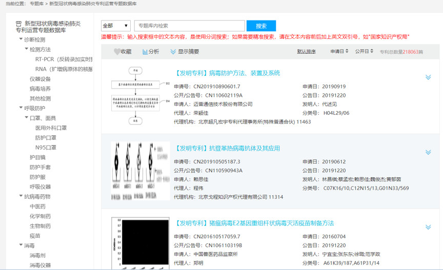 剛剛！抗擊新冠病毒感染肺炎專利運營專題數據庫正式上線