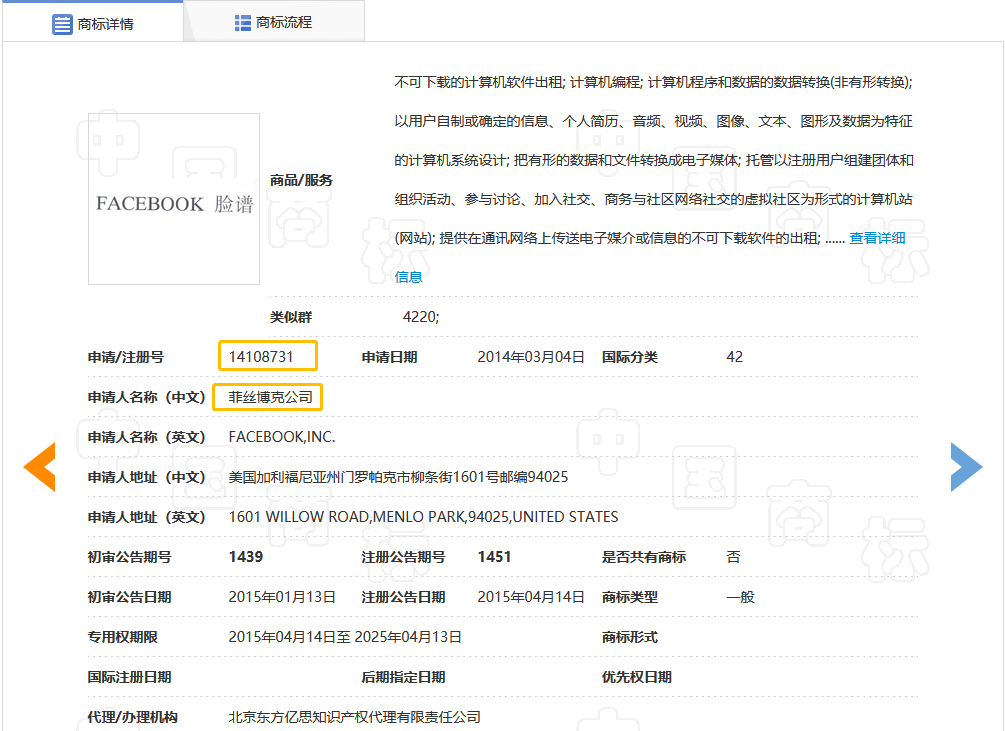全球性社交網站“Facebook”的商標被中國人無效了？