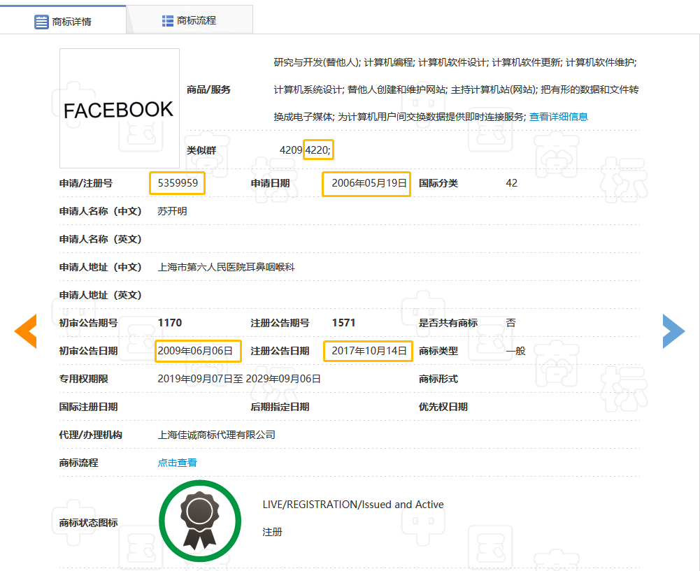 全球性社交網站“Facebook”的商標被中國人無效了？