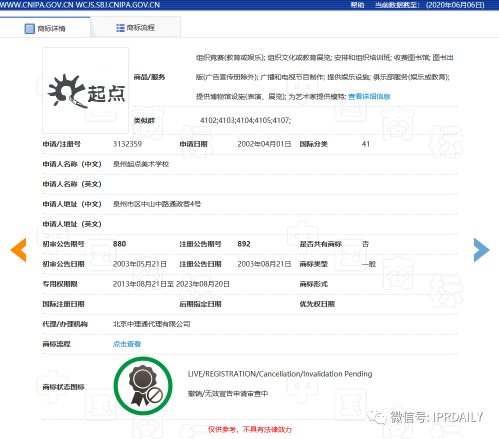 二審改判：“起點讀書”商標將發回重審！