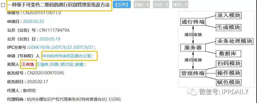 「健康碼」最早出現于杭州余杭？且有專利申請？