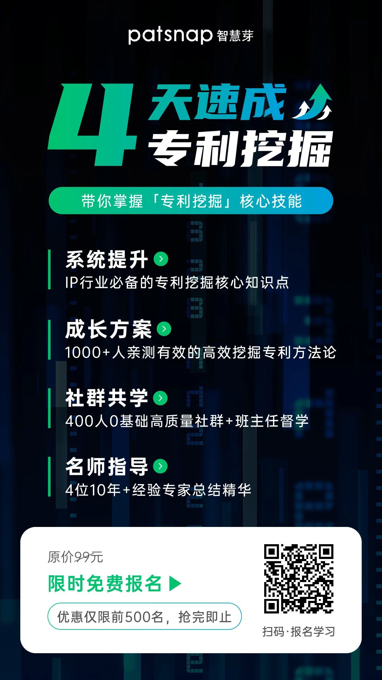 從入門到精通 | 4天速成“專利挖掘”，1000+學員好評！