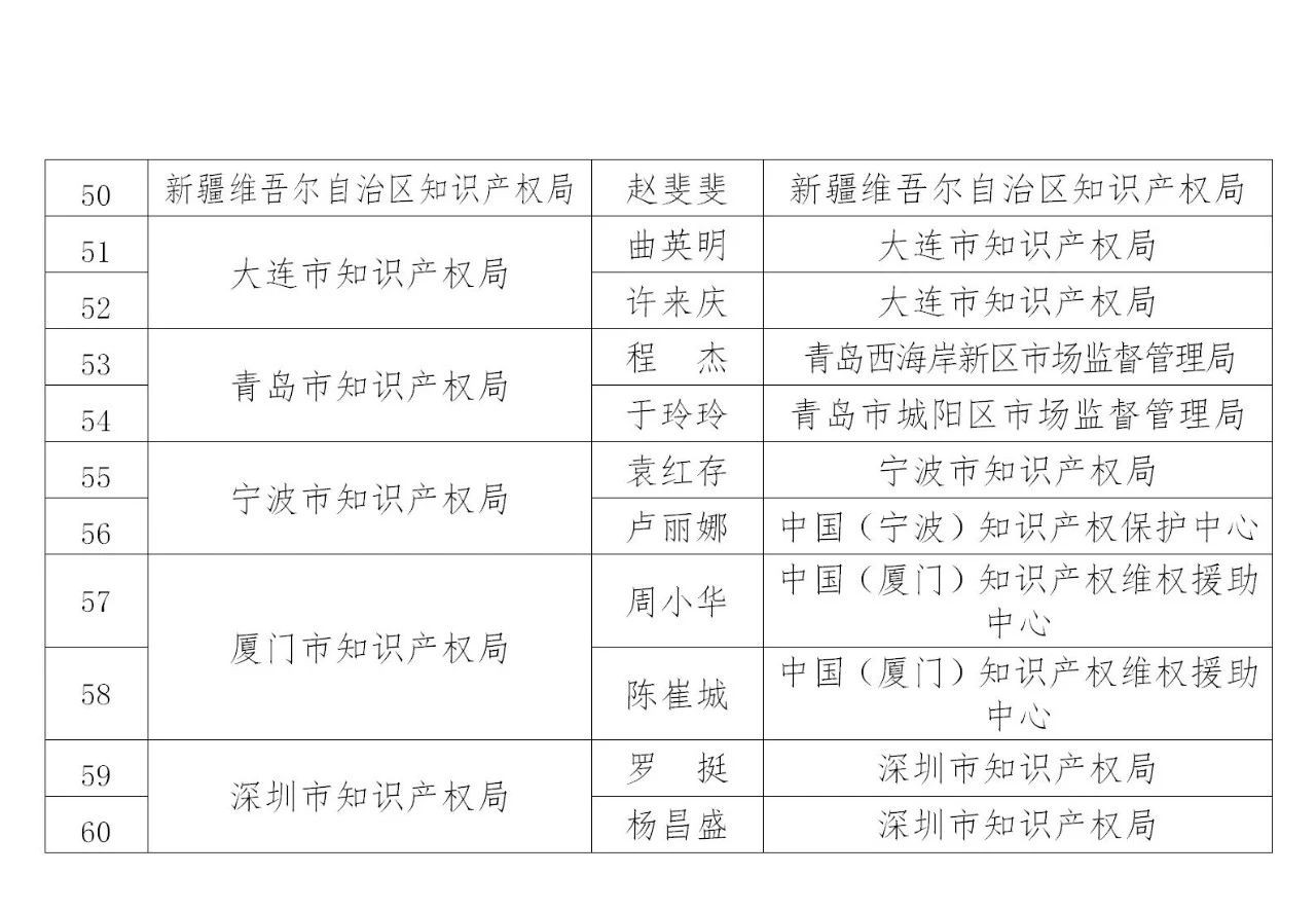 國知局：2019年度企業知識產權工作先進集體和先進個人評選結果公示