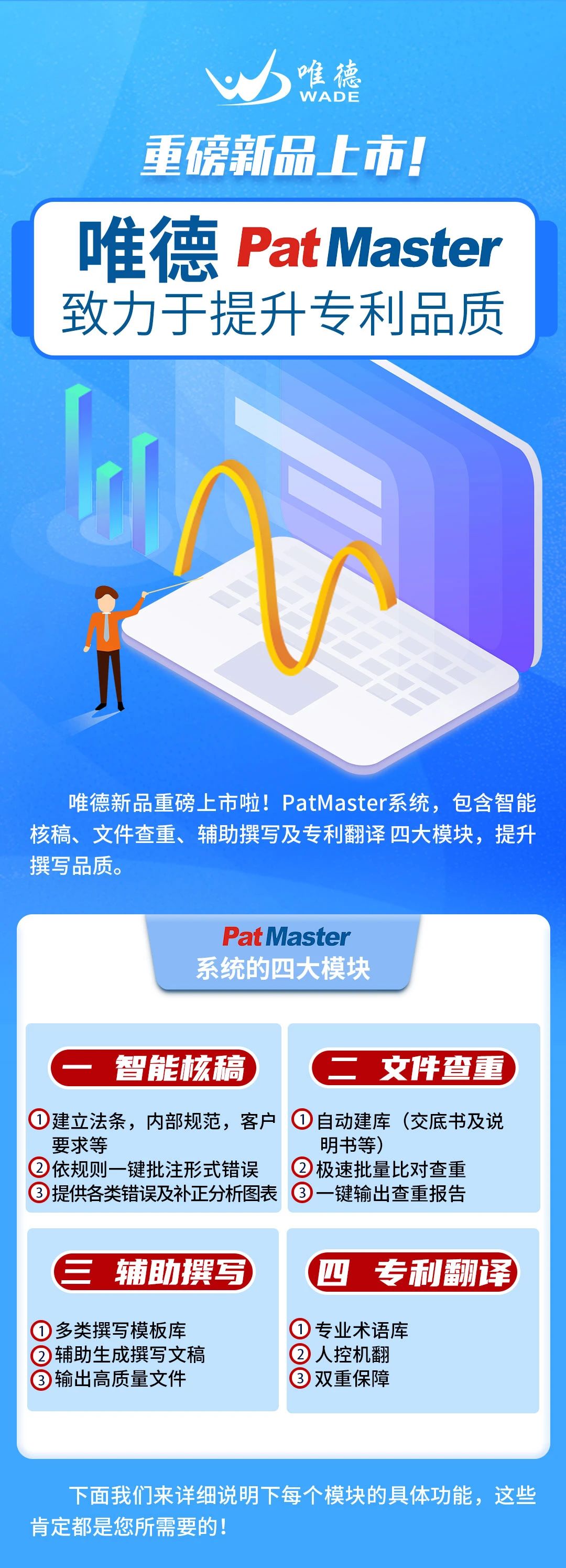 唯德新品上市！PatMaster致力于提升專利品質