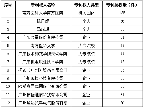 白云區專利申請和授權數據研究分析