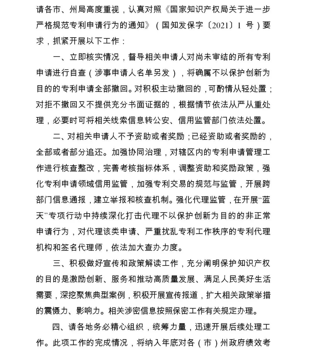 嚴查！不以保護創新為目的非正常專利申請將全部撤回