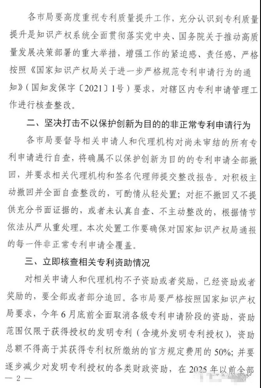 嚴查！不以保護創新為目的非正常專利申請將全部撤回