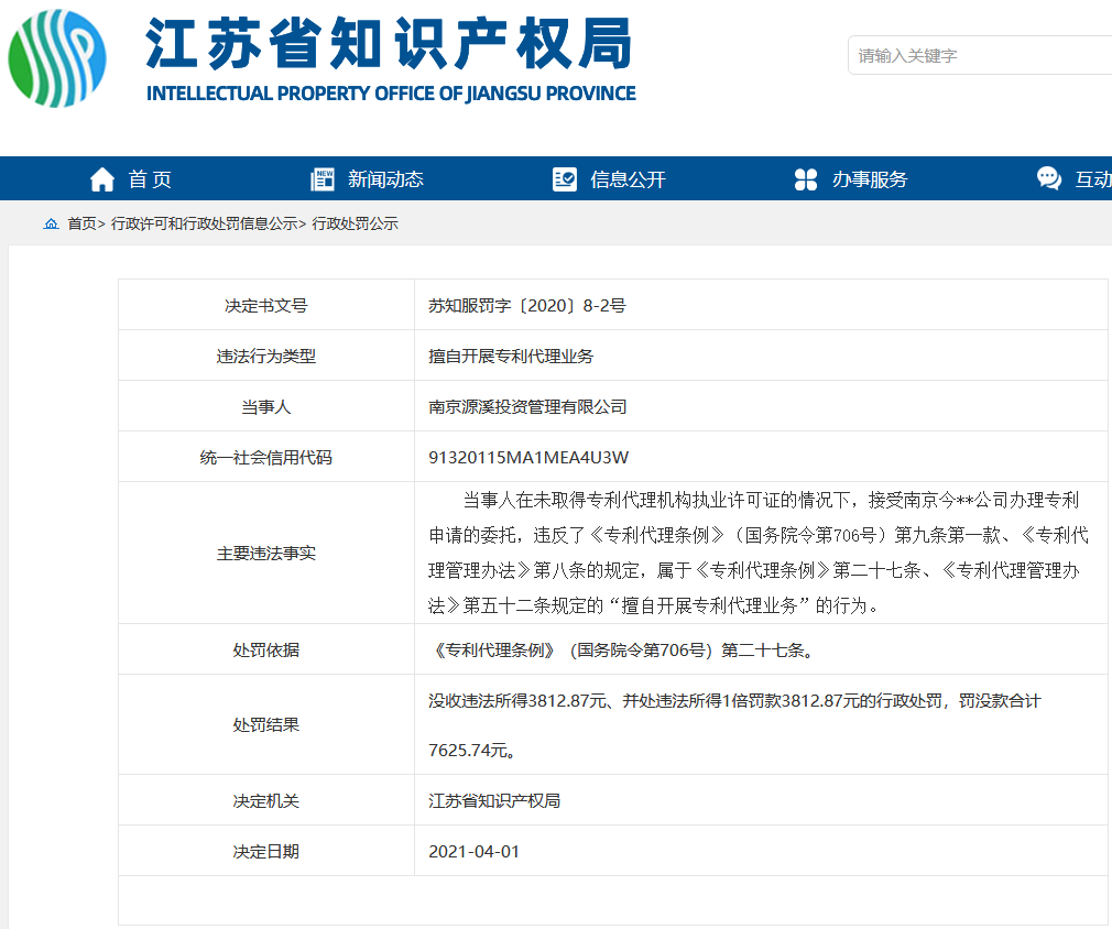 擅因自開展專利代理業務，這兩家公司被罰！