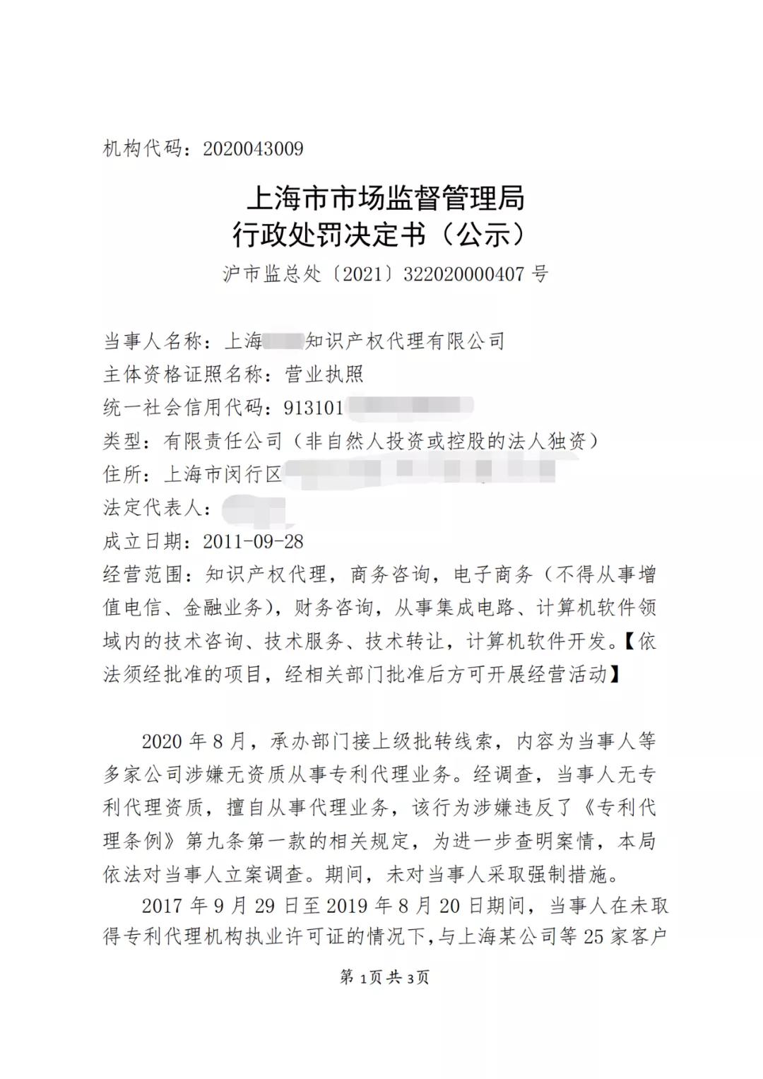 因擅自代理專利申請172件，這家代理機構被罰款10萬6！