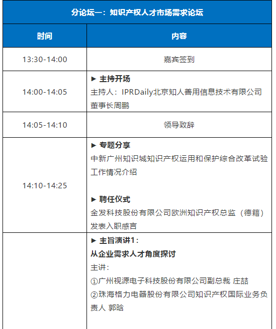 倒計時1天！粵港澳大灣區知識產權人才發展大會全天議程公開