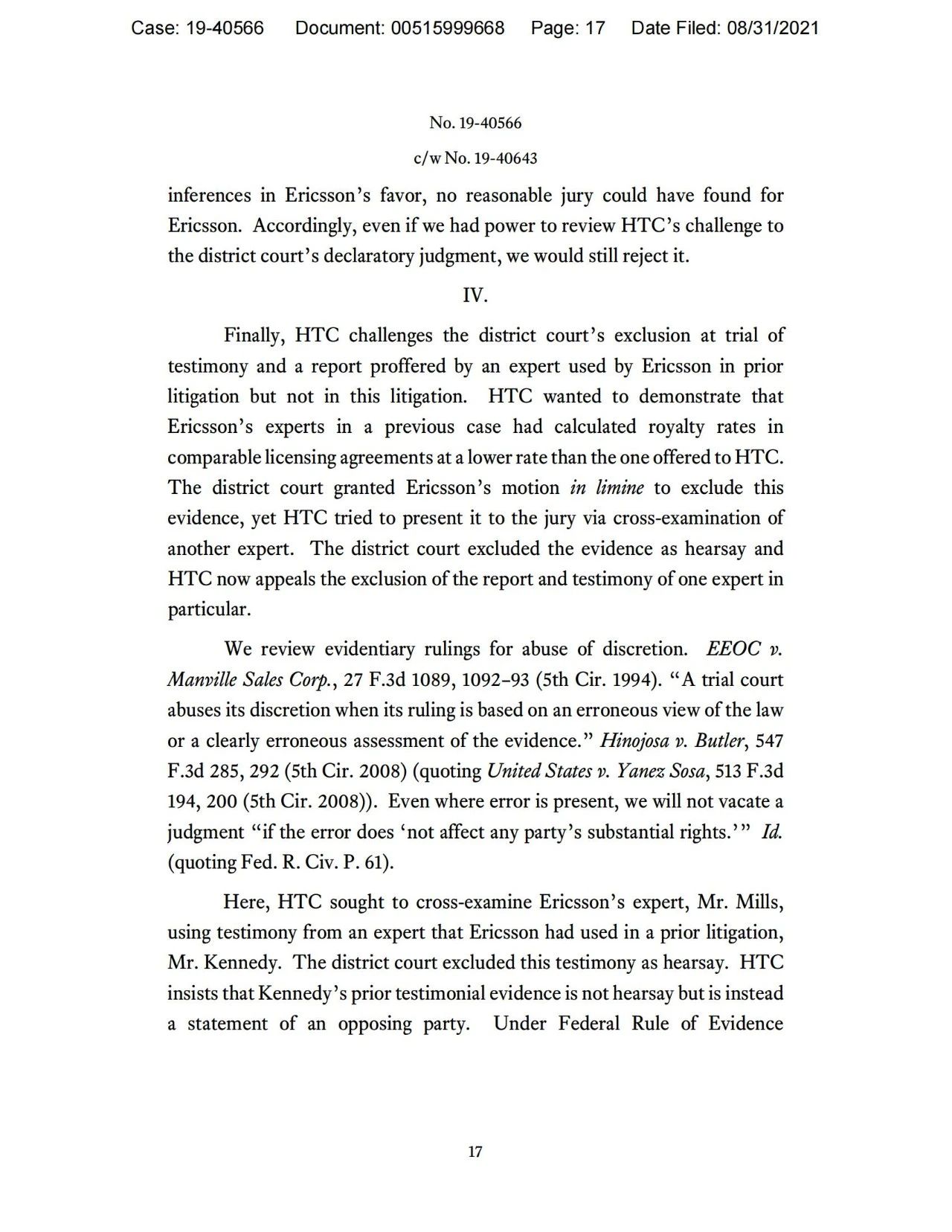 美國第五巡回上訴法院二審判決認定愛立信符合FRAND承諾