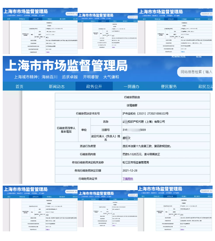 一知識產權代理公司與6家公司合謀注冊公司以便大量不以使用為目的申請注冊商標并交易被罰近19萬！