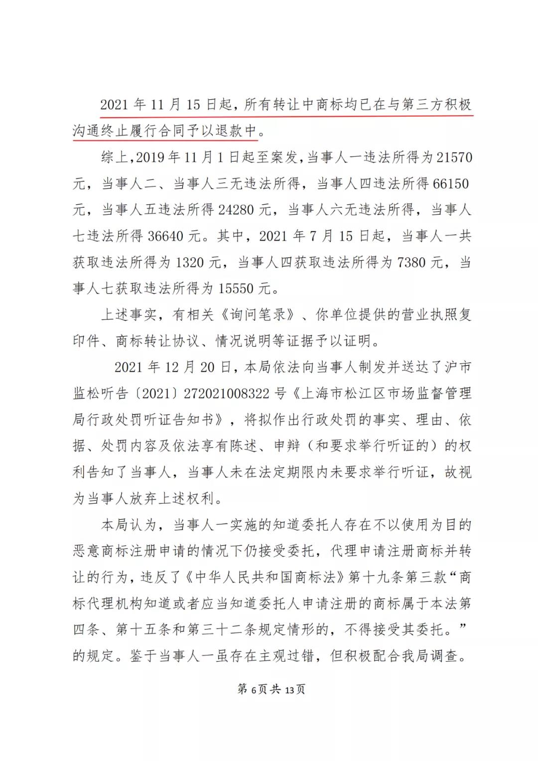 一知識產權代理公司與6家公司合謀注冊公司以便大量不以使用為目的申請注冊商標并交易被罰近19萬！