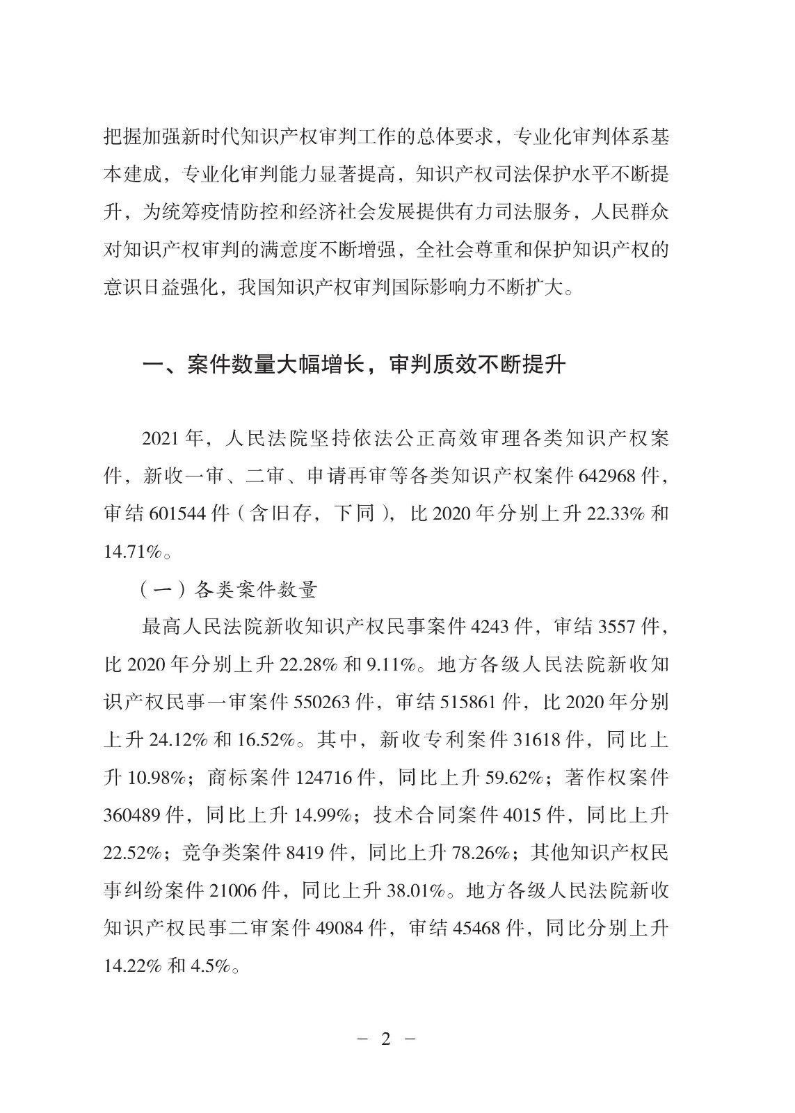 中國法院知識產權司法保護狀況（2021年）全文發布！