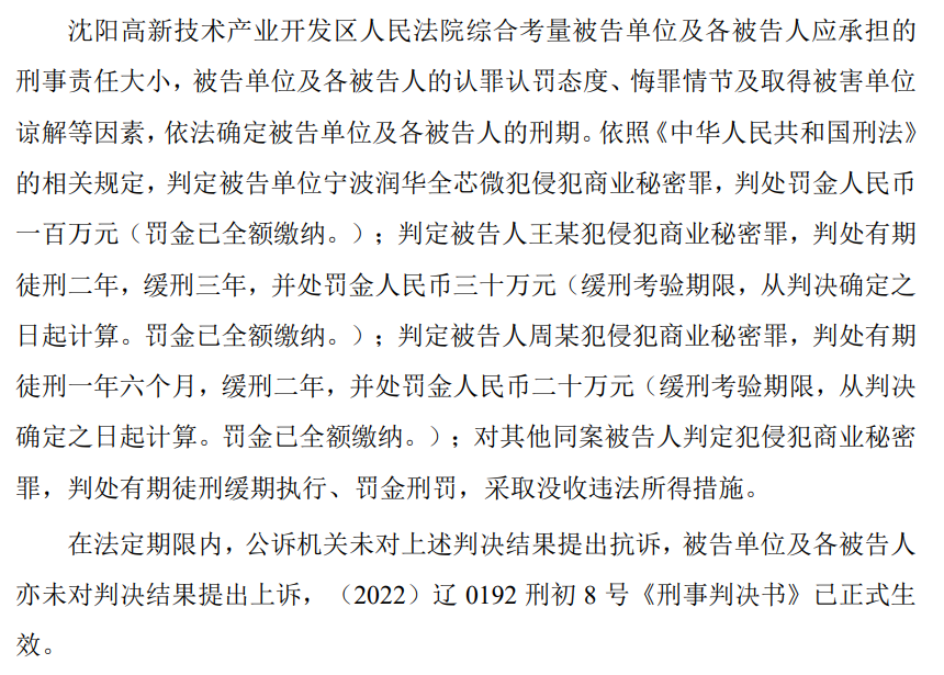 自愿賠償6000萬，芯源微電子與潤華全芯微電子商業秘密糾紛一審判決出爐！
