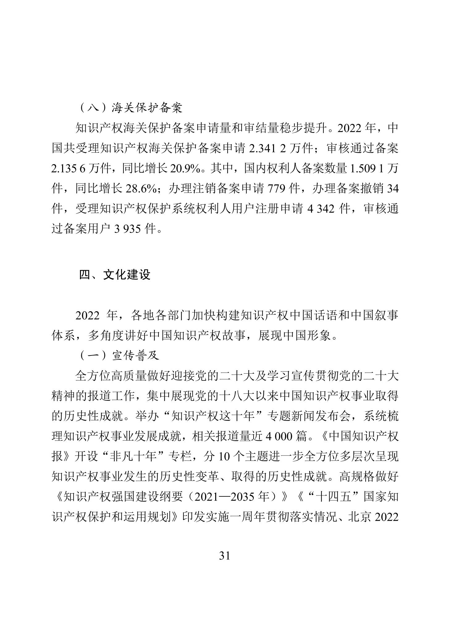 《2022年中國知識產權保護狀況》全文發布！