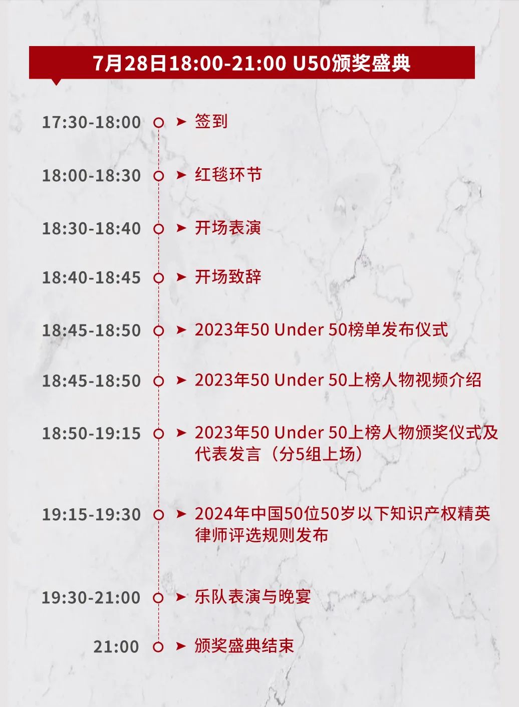 倒計時！中國50位50歲以下知識產權精英律師頒獎盛典最新議程