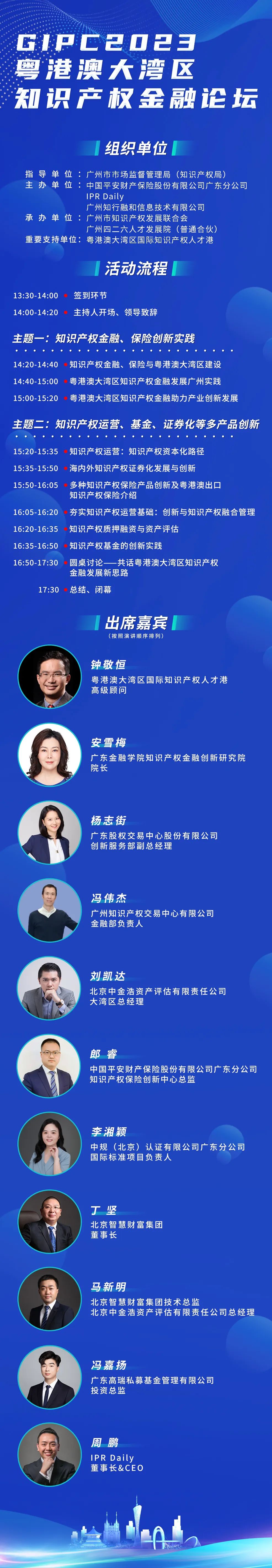 嘉賓公布！GIPC2023粵港澳大灣區知識產權金融論壇將于8月30日舉辦，與會報名通道已開啟！