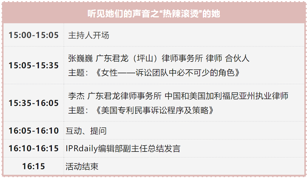 致知識產權行業“熱辣滾燙”的她！三八國際婦女節專場主題分享活動將于周三下午舉行