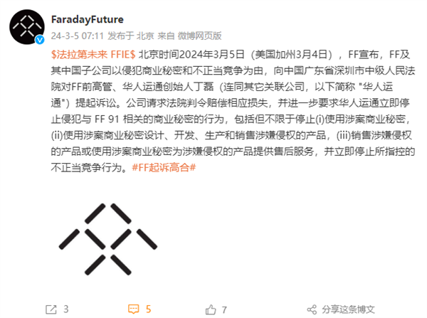 法拉第未來宣布起訴高合汽車：侵犯商業秘密及不正當競爭