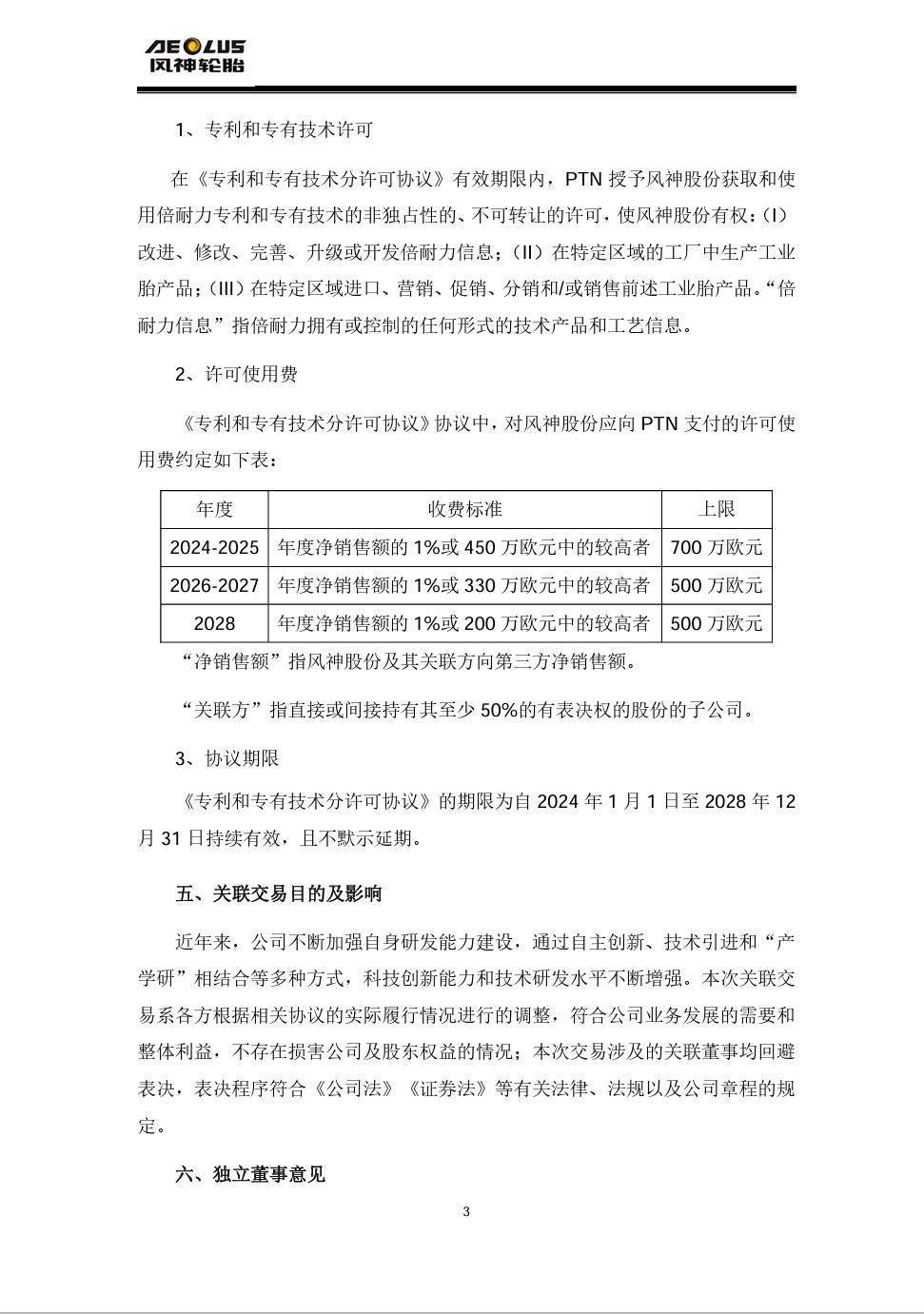 許可費上限1.34億，風神股份擬與PTN簽訂專利和專有技術分許可協議