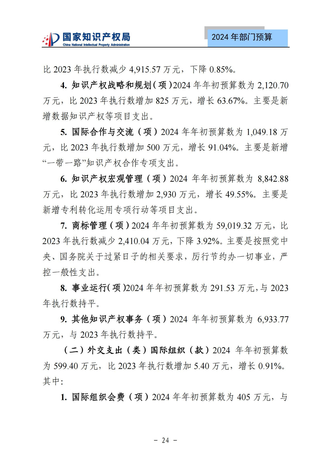 國知局：2024年專利審查費預算50.6億元，績效指標發明與實用新型新申請分類出案總量≥479萬件