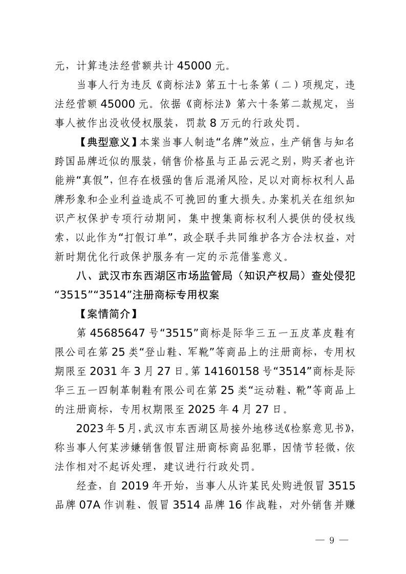 湖北省2023年度知識產權（商標）行政保護十大典型案例發布！