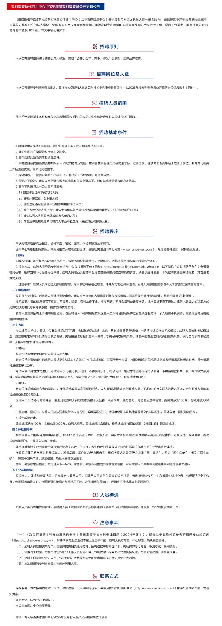 750人！專利審查協作中心2025年公開招聘來啦